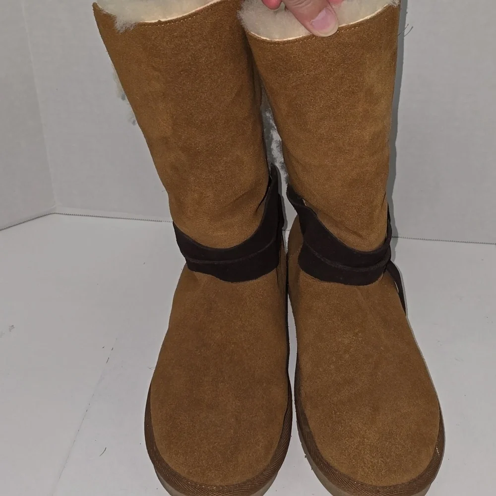 UGG KOOLABURRA Rozalia Chestnut Brown Suede Tall Boots Womens Size 9